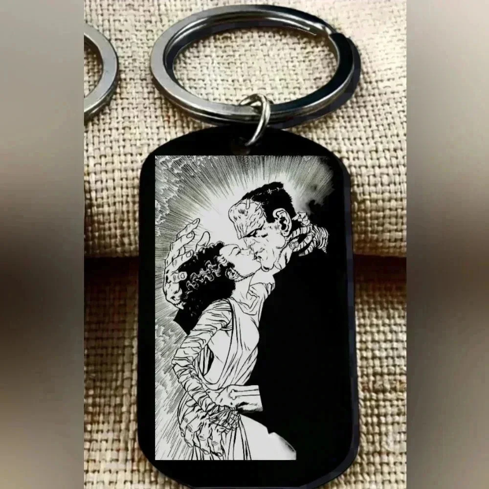 Frankenstein and wife hot lover kiss Keychain